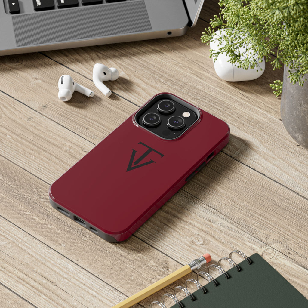 Burgundy Monogram Tough Phone Case