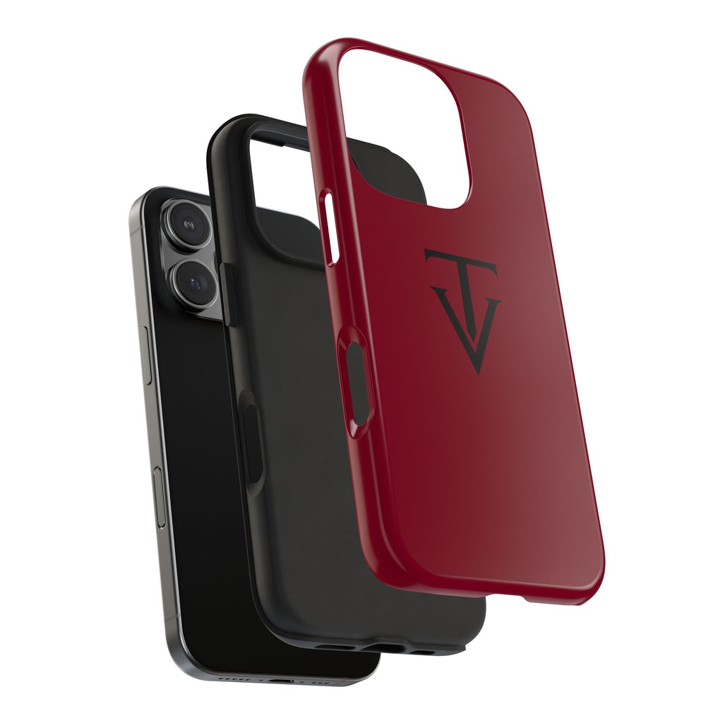 Burgundy Monogram Tough Phone Case
