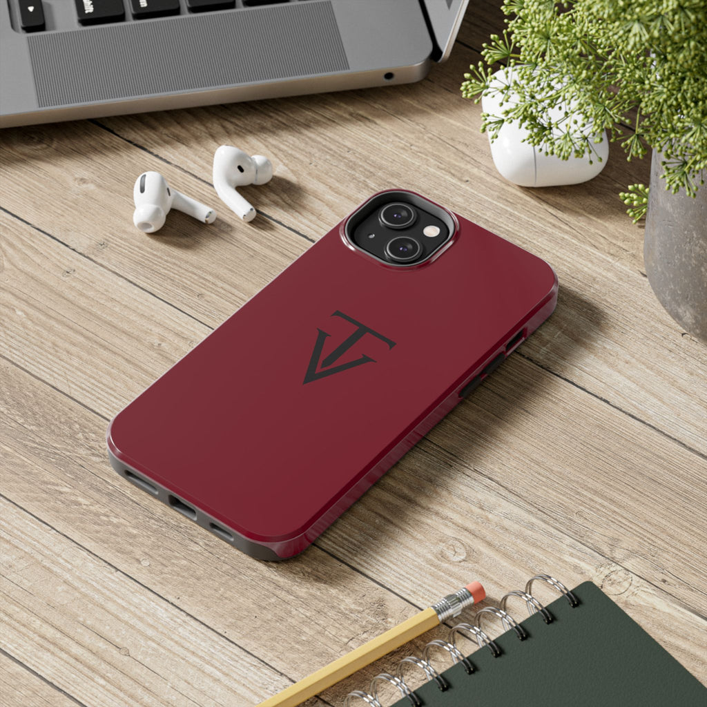 Burgundy Monogram Tough Phone Case