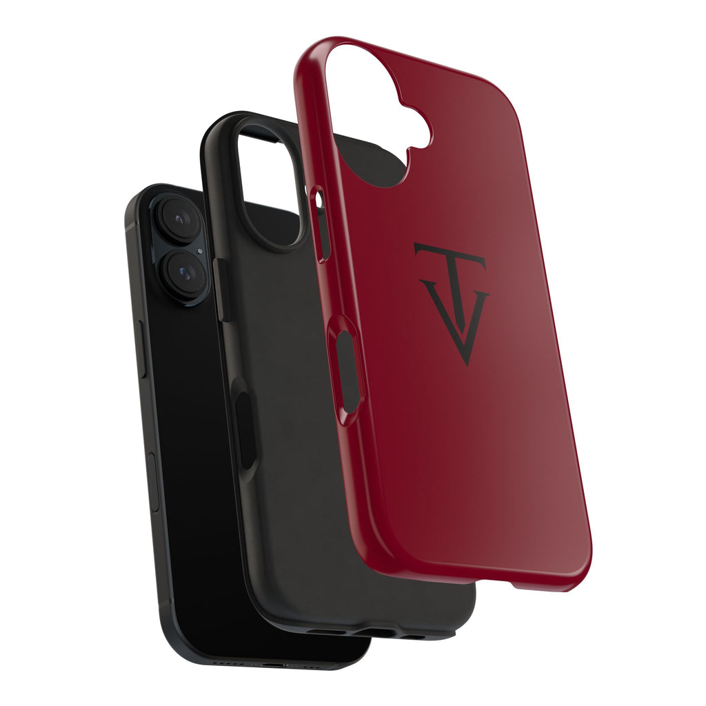 Burgundy Monogram Tough Phone Case
