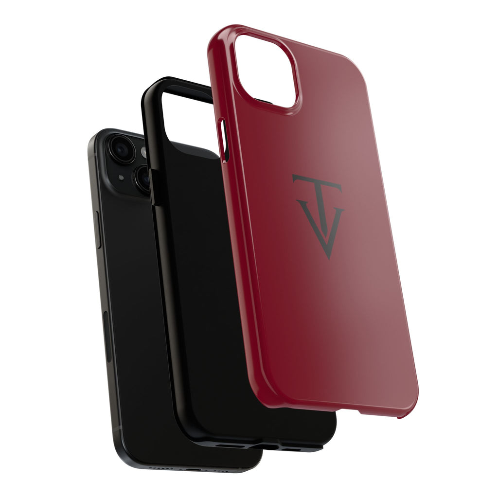 Burgundy Monogram Tough Phone Case
