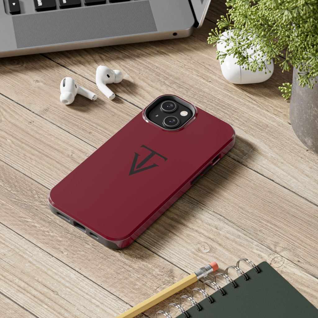 Burgundy Monogram Tough Phone Case