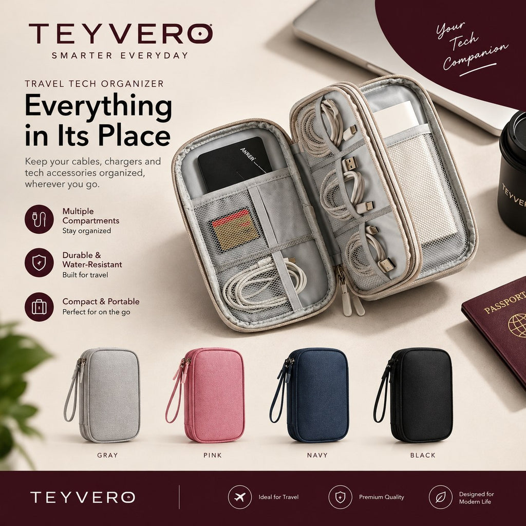 Multi-Layer Tech Accessory Organizer Bag with Ant Pattern – teyvero