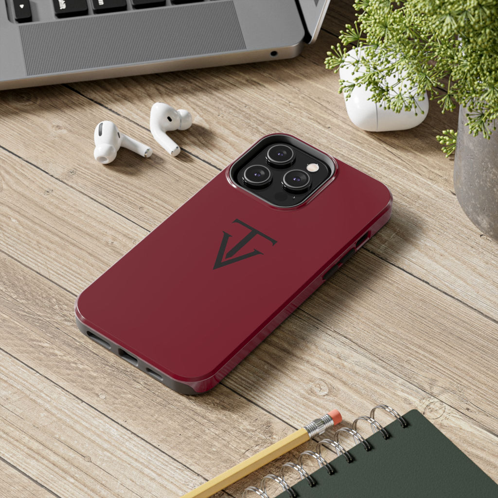 Burgundy Monogram Tough Phone Case