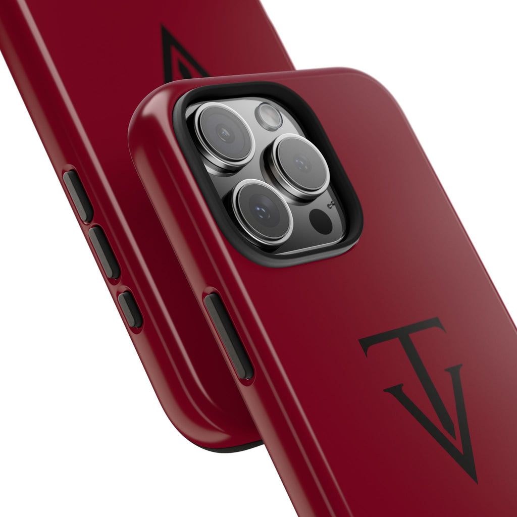 Burgundy Monogram Tough Phone Case