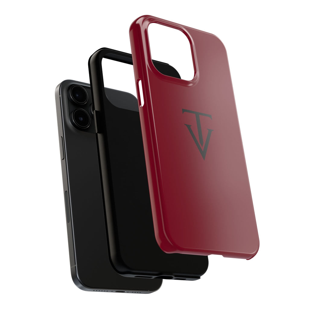 Burgundy Monogram Tough Phone Case