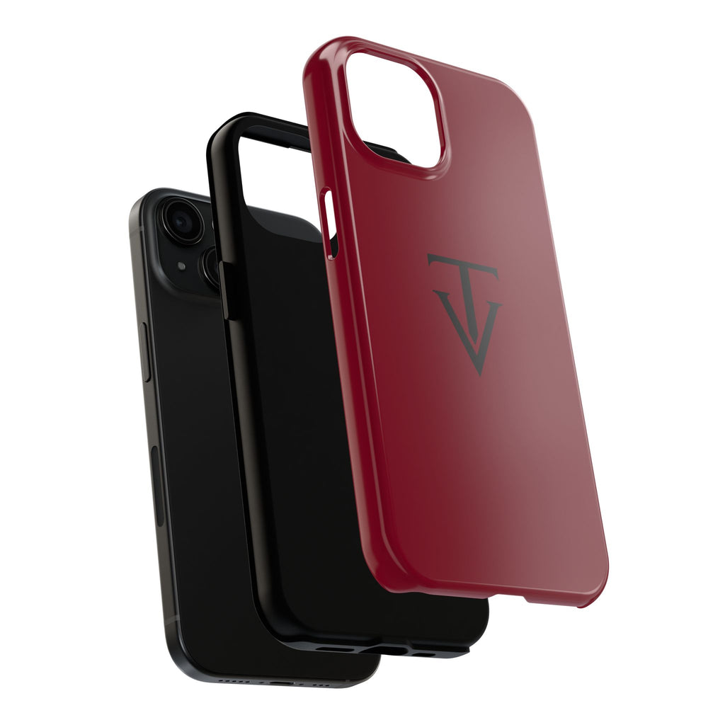 Burgundy Monogram Tough Phone Case