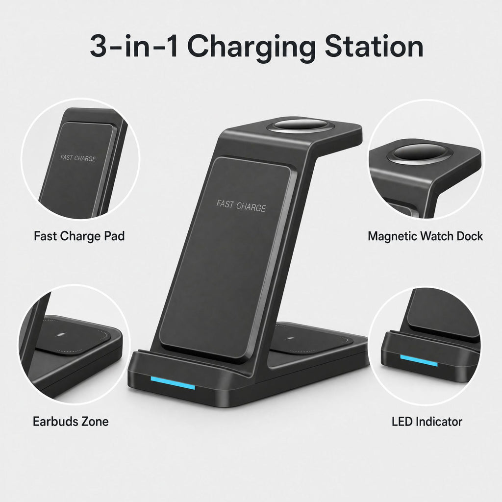 Three-in-one wireless charger