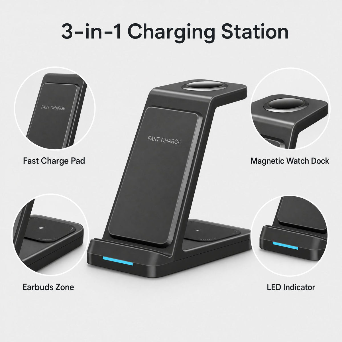 Three-in-one wireless charger